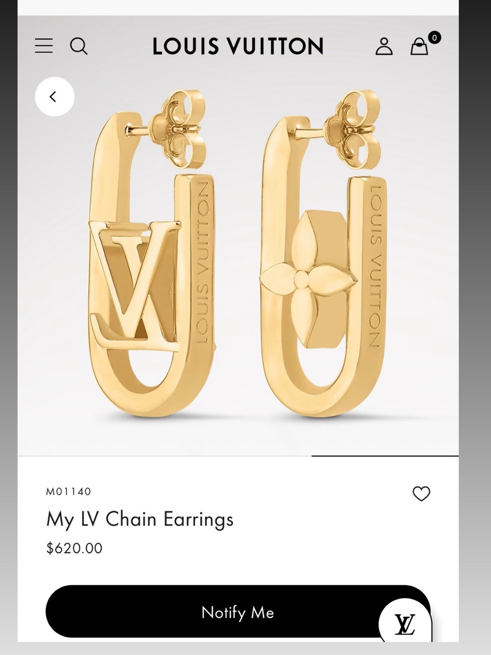 Louis Vuitton Gold My LV Chain Hoop Earrings with Monogram Flower